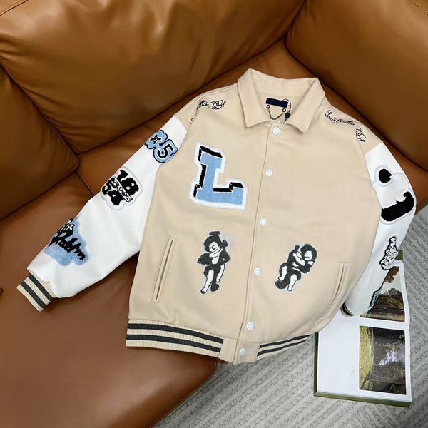 

designer jacket varsity jacket coats men mens jacket leather jacket mens coat flocked jacket sleeve baseball uniform fashion jacket men butt, Black;brown
