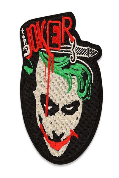 

joker face punk embroidered patch iron on clothes patches for clothing movie the dark knight badges stickers garment appliques9306315, Blue