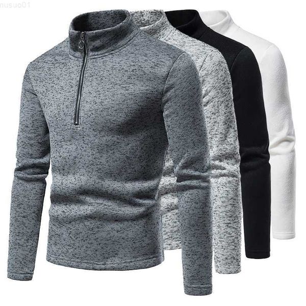 

men's sweaters new men's solid color base shirt high neck long sleeve pullover sweater with personalized zipper design l230719, White;black
