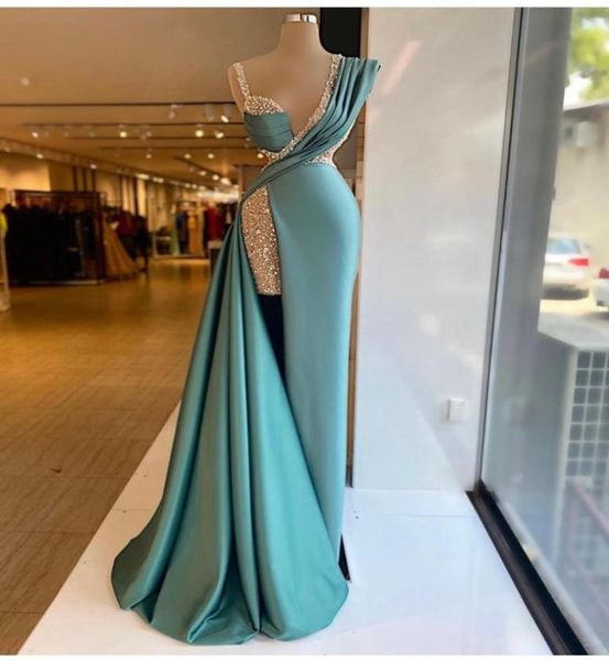 

sparkly 2022 sequined split mermaid evening dresses crystal long formal prom gowns custom made plus size pageant wear party dress9710604, Black;red