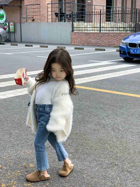 

pullover 2022 autumn and winter new korean style girls' knitted sweater coat baby long sleeve cardigan hkd230719, Blue