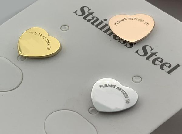 

10mm heart earring womens stud couple flannel bag stainless steel 10mm thick piercing jewelry whole2907616, Golden;silver