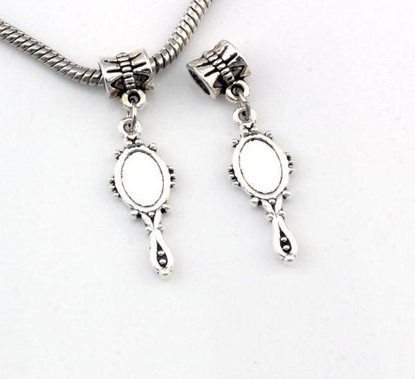 

100pcslots antique silver devil mirror alloy dangle charm beads fit charm bracelet necklace diy accessories 10x37mm a588a3241643, Bronze;silver