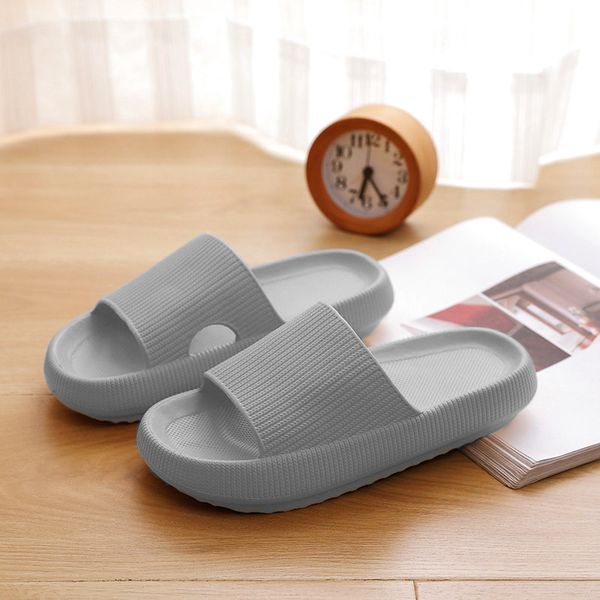 

thick soled home slippers for women in summer soft and comfortable indoor environment couples cool mop fecal sensation bath silent slipper y, Black