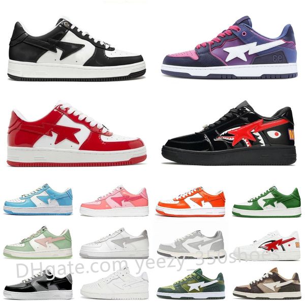 

mens tracksuits sk8 designer bathing running shoes shark low bapeds patent leather black white blue camouflage skateboarding jogging men wom, Gray