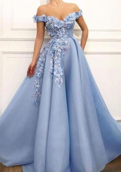 

gorgeous baby blue prom dresses a line off shoulder full length long formal evening dresses with beaded flowers plus size arabic p1345203, Black