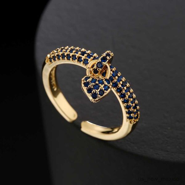 

band rings newbuy fashion colourful cubic zirconia pave setting wedding jewelry trendy gold color heart charm finger ring for women r230719, Silver