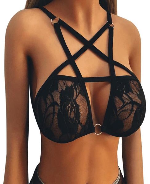 

sport bra crop underwears women black lace bandage bra seamless wire bralette bustier adjusted brassiere lingerie7066904, White;black