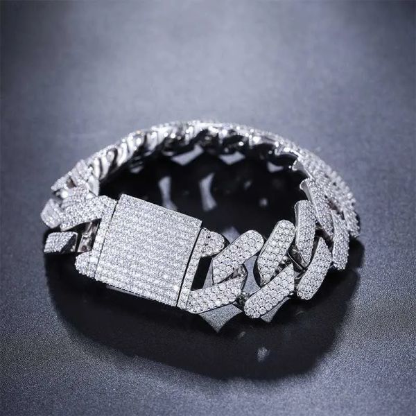 

vvs moissanite iced out 18mm cuban link bracelet jewelry wholesale luxury gold plated 925 sterling silver hiphop gift diamond