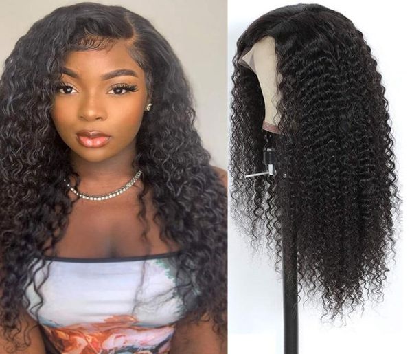 

human hair wigs with frontal lace kinky curly human hair wig for black women transparent lace 13x4 brazilian remy hair accept cust7537219, Black;brown