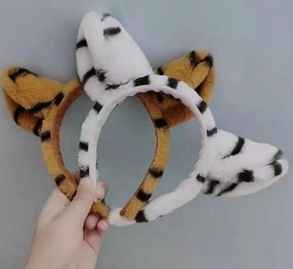 

tiger ear headband plush leopard hair accessories hoop cute simulative zoo animal party costume birthday holiday cosplay po pro9459375, Slivery;white
