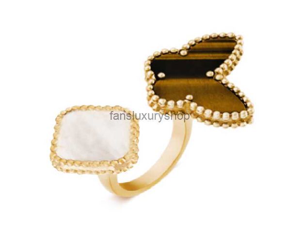 

lucky clover ring four leaf cleef love gold rings for women mens luxury wedding rings, Slivery;golden