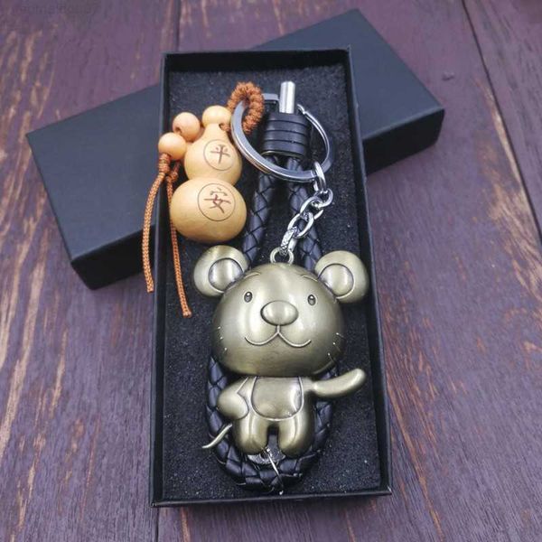 

key rings luxury animal metal leather rope diy keychain keyring for car keys ornament gift llavero chaveiro wholesale l230719, Slivery;golden