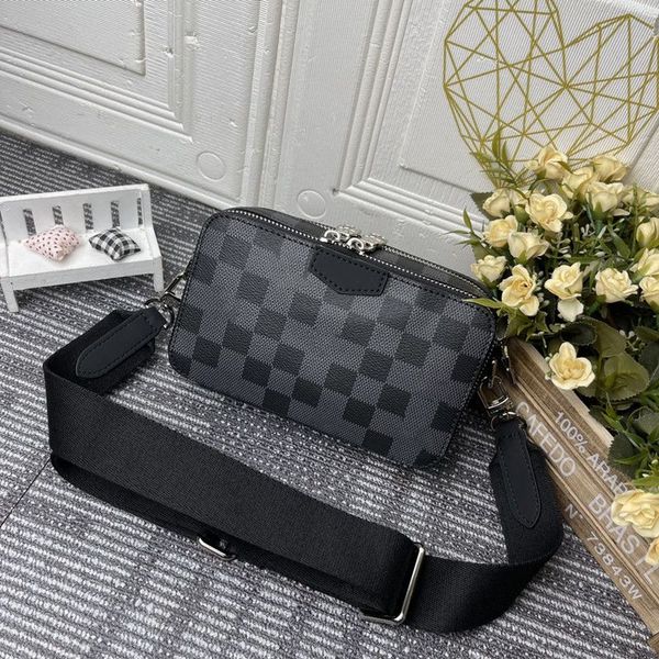 

designer alpha wearable grained calf black genuine leather men shoulder bag monograms messenger corssbody damier graphite canvas flap