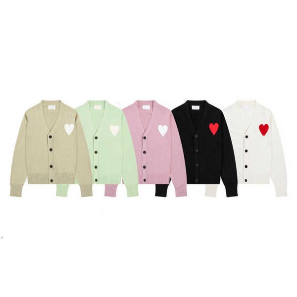 

fashionable paris designer men's sweater amis de coeur macaron love jacquard cardigan for men and women 6iid, White;black