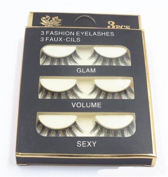 

natural handmade black false eyelashes fashion makeup fake eyelashes cross messy soft 3d eye lashes 3pairsset dhl4167177