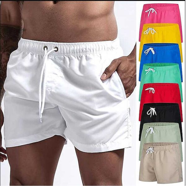 

men's shorts men swim shorts quick dry trunk running sports shorts adjustable drawstring pants summer beach clothes, White;black
