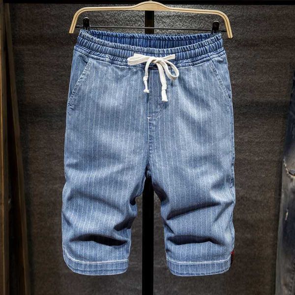

men's shorts plus size 5xl 6xl 7xl men's striped short jeans 2020 summer new fashion advanced stretch casual denim shorts pants ma, White;black