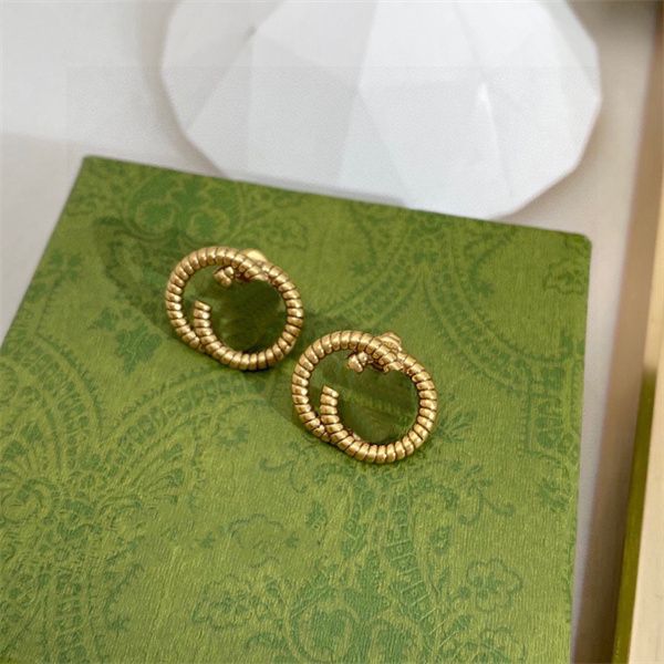 

luxury stud double letter g designer brand ggity earrings vintage brass crystal stone earring women's party jewelry gift box 254356, Golden;silver