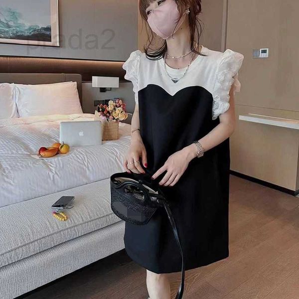 

urban dresses designer triangle black white color matching vest small fly sleeve women's dress fashionable girls little oz6a, White;black