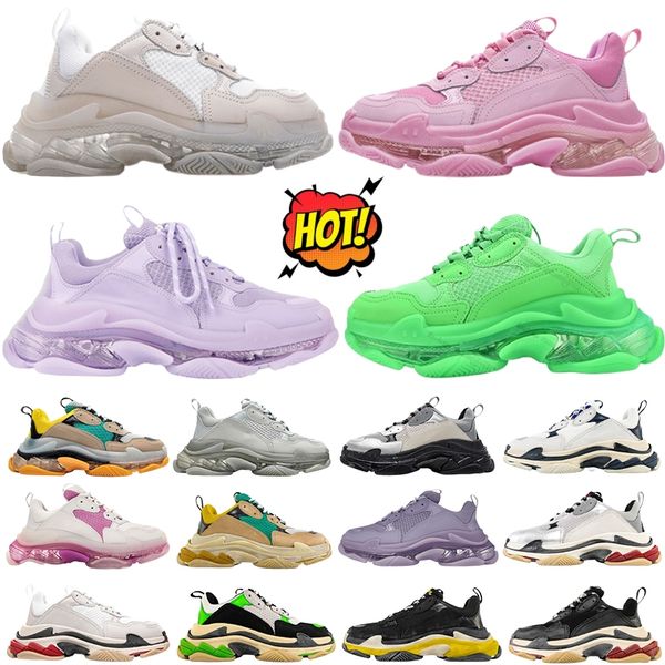 

triple s 17fw grey all white black green pink orange red bluegrey black lime green stitching colors trainers men women casual shoes platform