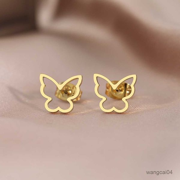 

charm stainless steel earrings trend new fashion hollow simple butterfly unusual stud earrings for women jewelry party girl gifts r230719, Golden