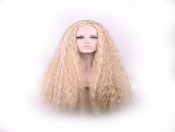 

woodfestival kinky curly wig long blonde synthetic wigs women african american good quality heat resistant fiber hair cosplay 70cm9995037, Black