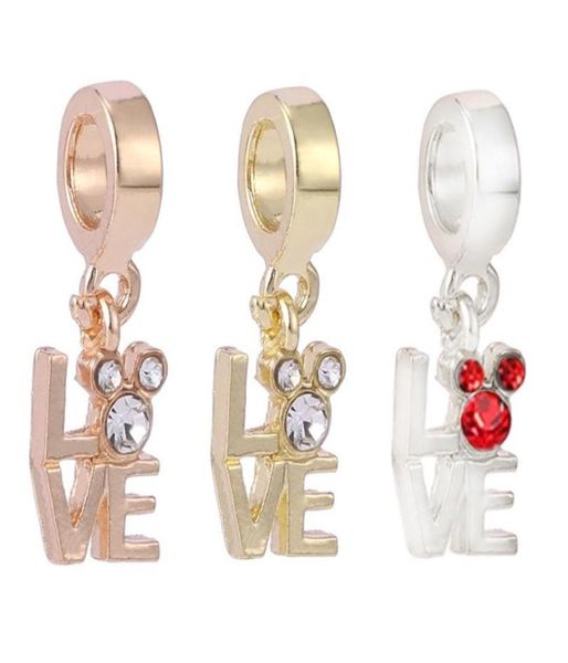 

fits bracelets 20pcs silver cartoon crystal dangle three petals flower charm bead fit charms bracelet beads for 925 sterling silver jewelry, Black