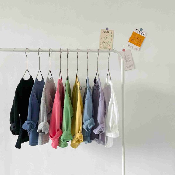 

t-shirts children cotton longsleeved tshirt spring autumn boy girl oneck 230426 x0719, Blue