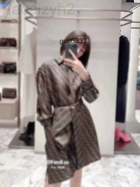 

brown lining classic designer the fendyly double inverted pattern lapel ff skirt of f family's casual print mxek dresses, Black;gray