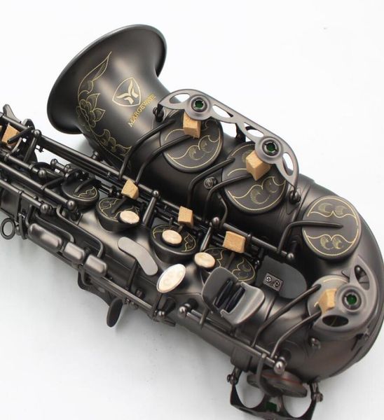 

hand carved flowers black nickel plated saxophone alto brass music instruments eb tune sax with case and mouthpiece gloves4557888