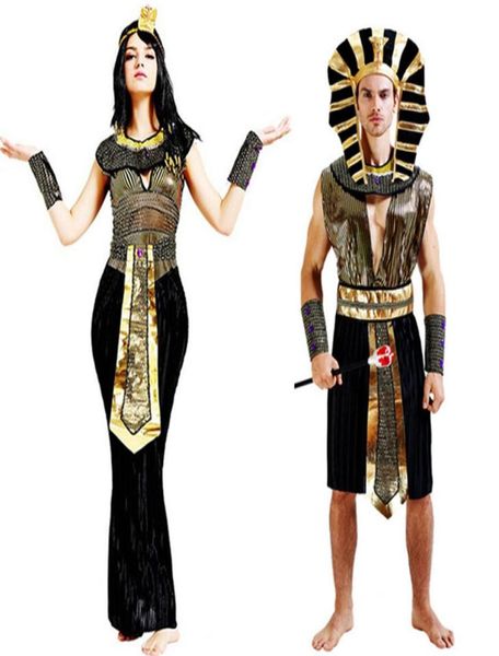 

ancient egypt egyptian pharaoh cleopatra prince princess costume for women men halloween cosplay costume clothing egyptian adult3121130, Black;red