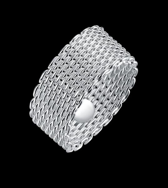 

whole 925 sterling silver plated fashion net ring jewelry lknspcr0403469502, Golden;silver