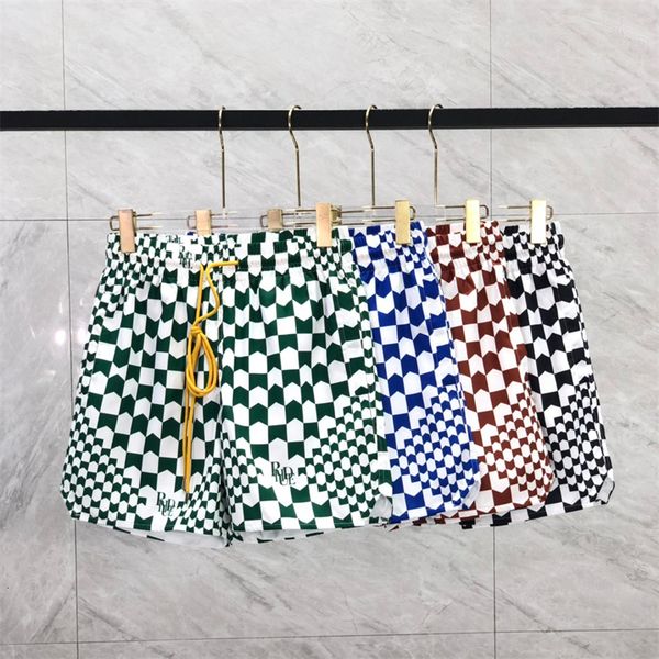 

men's shorts summer full print rhude beach men women casual elastic waist drawstring breeches for 230719, White;black