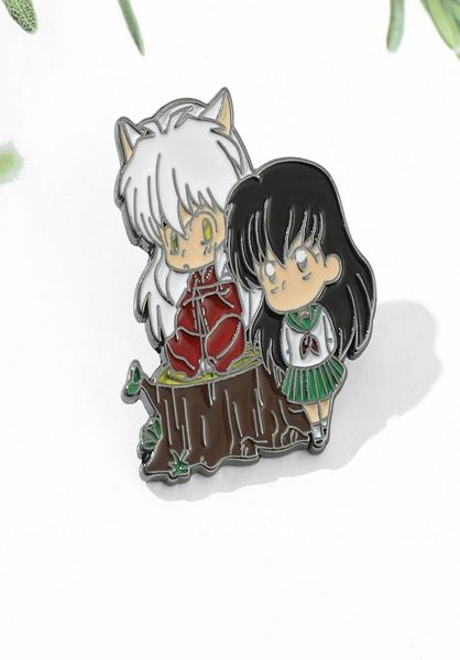 

cute inuyasha and kagome cartoon brooch anime accessories silver1477115, Blue