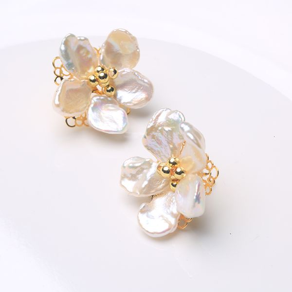 

ear cuff camellia design handmade natural baroque pearl earrings for female niche retro temperament 925 sterling silver needles ep 230718
