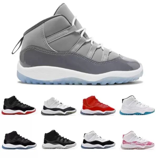 

kids shoes cool grey 11 xi sneaker concord space jam metallic silver pink snakeskin bred legend blue 72-10 children boys girls basketball sh, Black