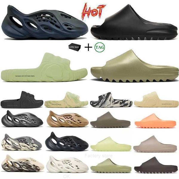 

designer slides slippers men women flat pantoufles sandales beach sliders resin pure ochre azure bone foam sand sandals outdoor beach slippe, Black