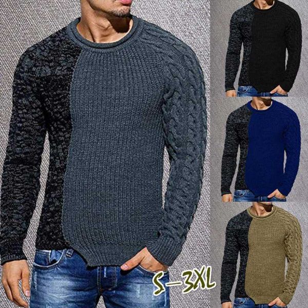 

men's sweaters men's color blocking sweater 2022 autumn winter round neck long sleeve knitting sweater l230719, White;black