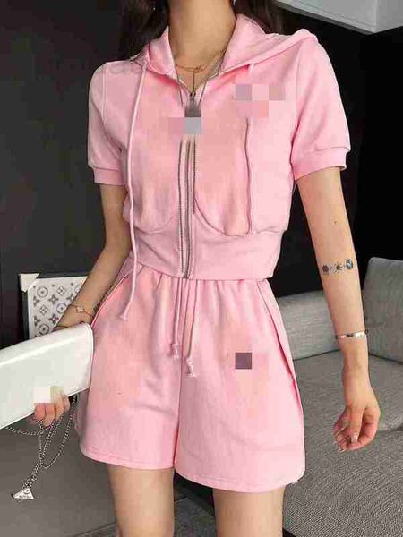 

women's tracksuits designer 23 new hooded zipper small coat+shorts set, age reducing, versatile, fashionable and advanced su3o, Gray