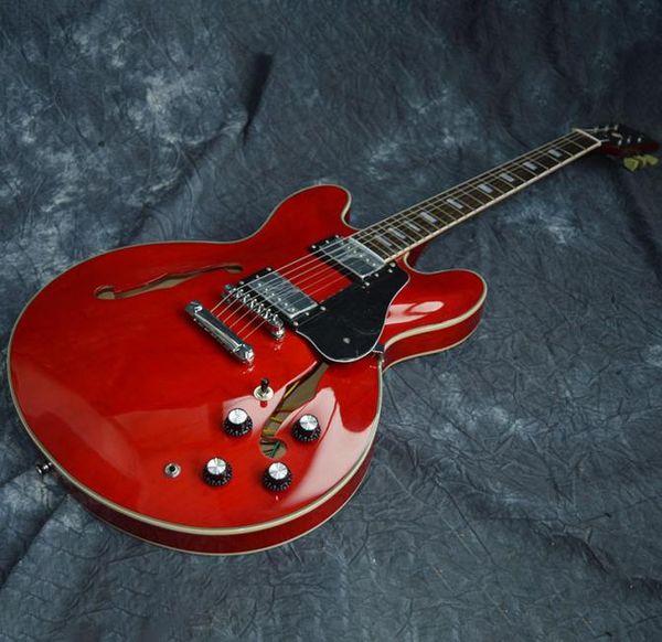 

chinese electric guitar 335 transparent color chrome hardware maple body 199869
