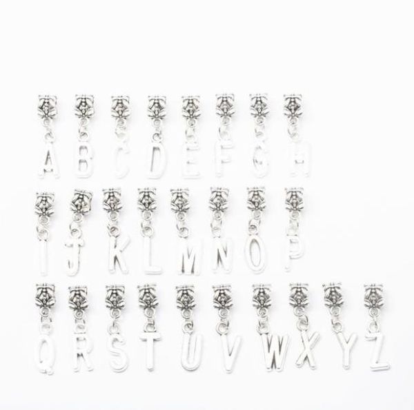 

letters of alphabet 26 a set pendant dangle alloy charm bead fashion women jewelry stunning european style for bracelet1465688, Black