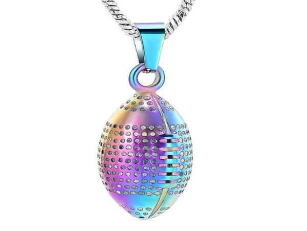 

football memorial ashes keepsake urn necklace for ashes stainless steel cremation jewelry for men2439922, Silver