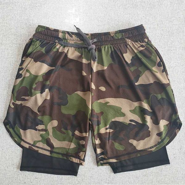 

men's shorts camouflage 2 in 1 running shorts men summer quick dry sport fitness bodybuilding workout casual built-in pockets joggers s, White;black
