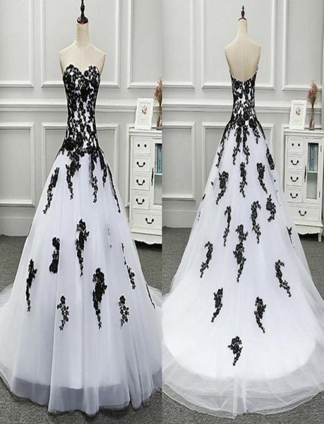 

amazing black and white princess wedding dresses bridal gowns sweetheart real po applique lace backless reception dress7460721