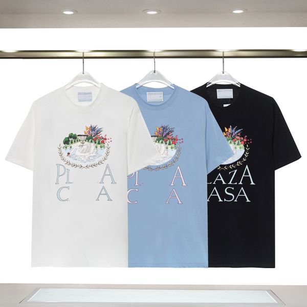 

2023 spring/summer new ami letter logo printed round neck t-shirt men's and women's cotton short sleeve loose pullover top, White;black