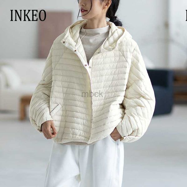 

women's down parkas vintage women oversized down jacket fall winter casual 2023 new ultra light lantern sleeve down coat short elegant, Black