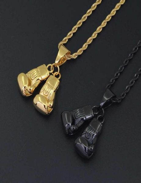 

hip hop boxing gloves pendant necklaces for men luxury gold black pendants stainless steel cuban chain necklace jewelry gifts for 6524660, Silver