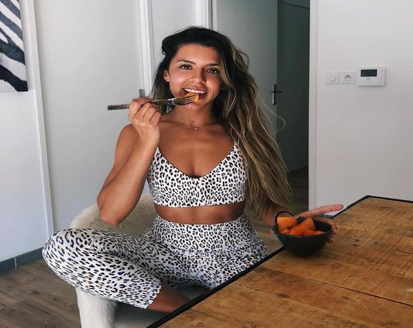 

yoga set fitness clothing active wear gym clothes womens workout clothing sets tracksuit leopard print tights cow dot spotted6185691, White;red