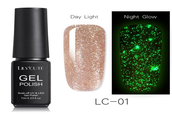 

lilycute luminous rose gold nail gel polish night glow in dark fluorescent varnish semi permanent soak off nail art gel varnish3749716, Red;pink